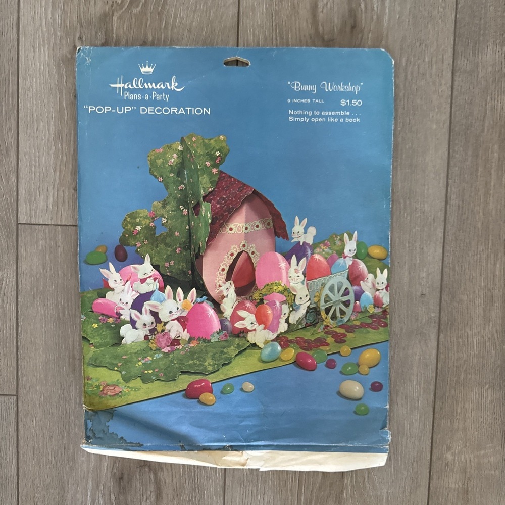 Vintage Hallmark Easter "Bunny Workshop" Plans-a-Party "Pop-Up" Decoration